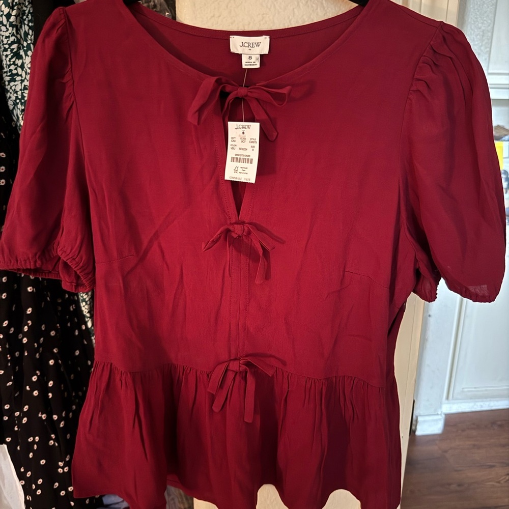J. Crew Factory Women's Tie-front puff-sleeve top